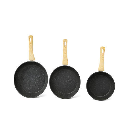 Raf Cookware Set Frying Pans R.80008, 3pcs Set, Black