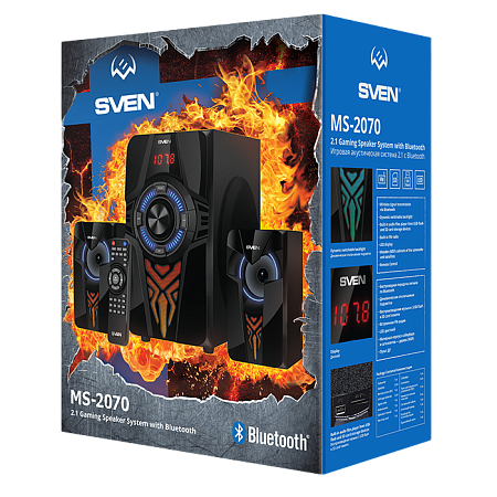 Speakers SVEN "MS-2070" SD-card, USB, FM, remote control, Bluetooth, Black, 60w/30w + 2x15w/2.1