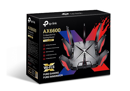 Wi-Fi 6 Tri-Band Gaming TP-LINK Router, "Archer GX90", 6600Mbps, OFDMA, MU-MIMO, 5xGbit Ports, USB