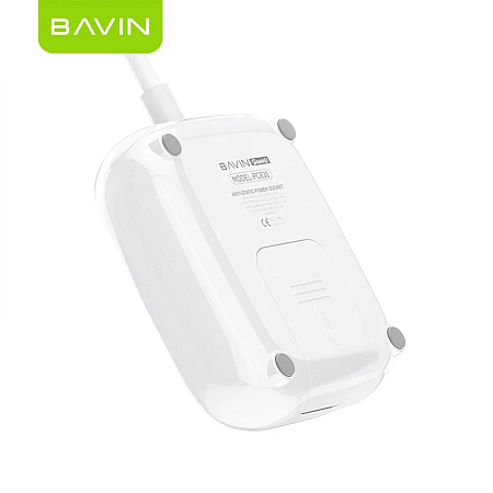 BAVIN Power Socket, 3 Outlets + 1 Type-C PD 20W + 3 USB QC 3.0, Child Protection, 1.5m, Black