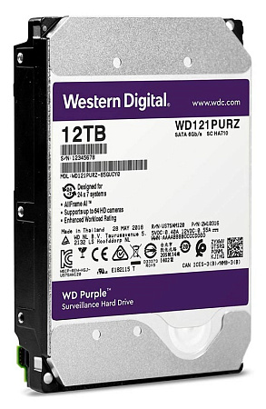 3.5" HDD 12.0TB-SATA-256MB Western Digital  "Purple (WD121PURZ)", Surveillance, CMR