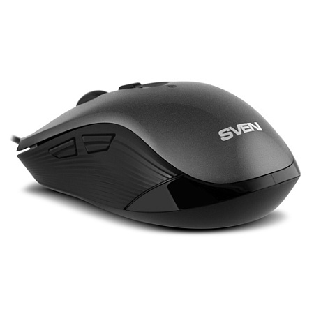 Mouse SVEN RX-520S, 800-3200 dpi, 6 buttons, Ambidextrous, Silent, 83g., 1.5m, USB, Gray
