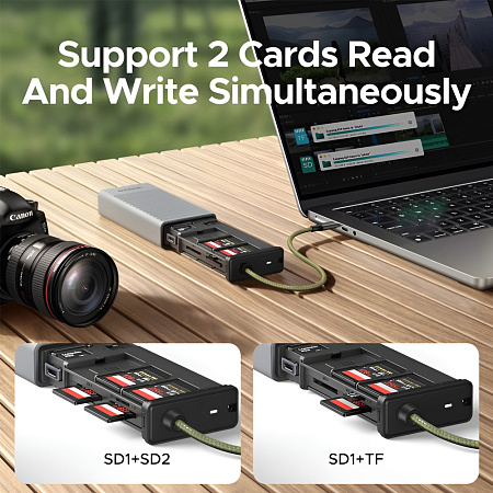 UGREEN CM856 3-Slot SD / microSD Card Reader Case 5Gbps USB-C / USB-A