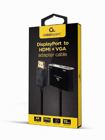 Adapter DP M to HDMI&VGA F  Cablexpert "A-DPM-HDMIFVGAF-01" Display port male to HDMI&VGA fem