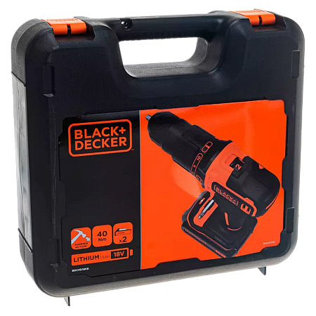 Hammer Drill/Driver Black+Decker (BDCHD18KB-QW) 18V Li-Ion 2x1.5 Ah + Kitbox, LED,2 Speed 0-1400 rpm