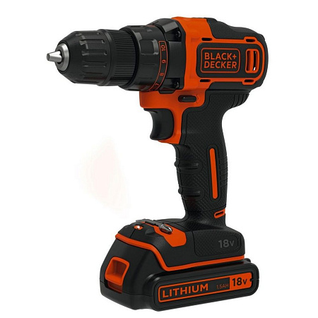 Drill/Driver Black+Decker (BDCDD186KB-QW) 18V Li-Ion 2x1.5 Ah + Kitbox, LED,2 Speed 0-1400 rpm, 30 N