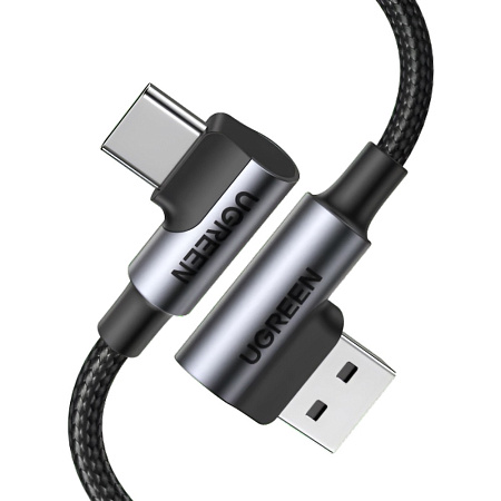 UGREEN Cable USB to 90° Type-C 2.0 3A 36W 1M US385, Black