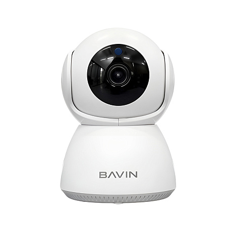 BAVIN Home Smart Wi-Fi Camera 3MP, PTZ (Human Tracking), Two-Way Audio, With Charger & Bracket, White