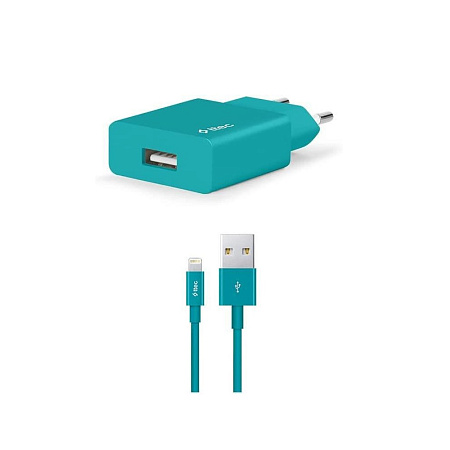 ttec Wall Charger with Cable USB to Lightning 2.4A (1.2m) Smart Travel, Turquoise ttec Wall Charger with Cable USB to Lightning 2.4A (1.2m) Smart Travel, Turquoise