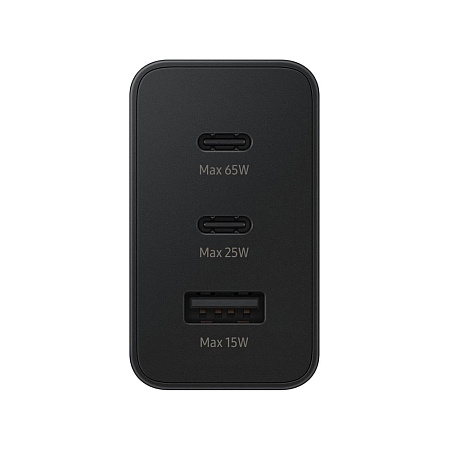 Samsung Wall Charger 2xType-C + 1xType-A Super Fast Charging 65W Trio, Black