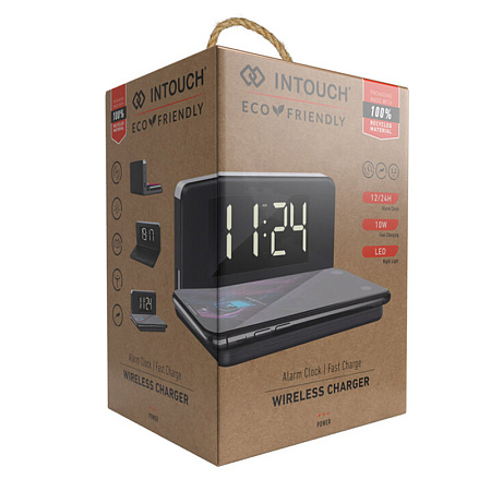 Cellularline Alarm Clock, with Wireless Charging, Black