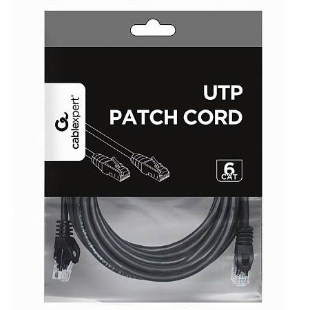 Patch Cord Cat.6U  5m, Black, PP6U-5M/BK, Cablexpert, Stranded Unshielded 