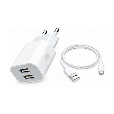 Jokade Wall Charger with Cable USB to Type-C Dual Port 5A Yiyue, White