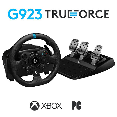 Wheel Logitech Driving Force Racing G923, for Xbox, 900 degree, Pedals, Dual-Motor Force Feedback