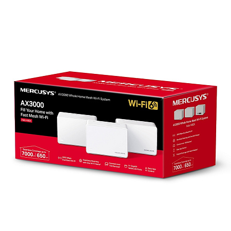Whole-Home Mesh Dual Band Wi-Fi 6 System MERCUSYS, "Halo H80X(3-pack)", 3000Mbps, MU-MIMO,Gbit Ports