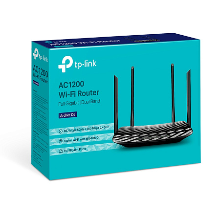 Wi-Fi AC Dual Band TP-LINK Router, "Archer C6", 1200Mbps, Gbit Ports, MU-MIMO Wi-Fi AC Dual Band TP-LINK Router, "Archer C6", 1200Mbps, Gbit Ports, MU-MIMO