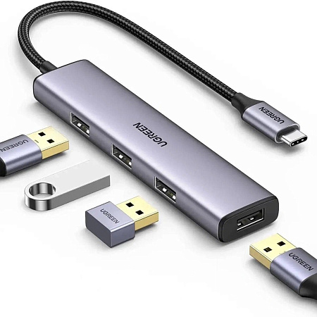 UGREEN HUB 4in1 USB-C 3.0 to 4*USB-A 3.0 | CM473, Gray