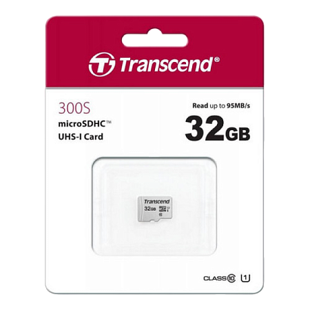 Карта памяти Transcend microSDHC Class 10, 32Гб (TS32GUSD300S)