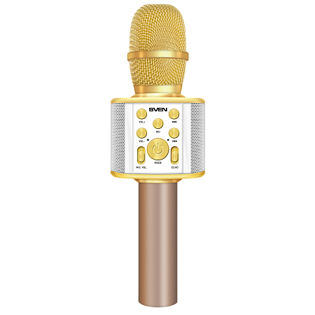Karaoke Microphone  SVEN "MK-950", White/Gold, Bluetooth, 6w, microSD, 1200mAh