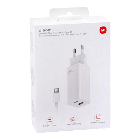 Зарядное устройство Xiaomi AD652GEU , 65Вт, Белый