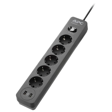 APC PME5U2B-RS Essential SurgeArrest 5 Outlet 2 USB Ports Black 230V Russia