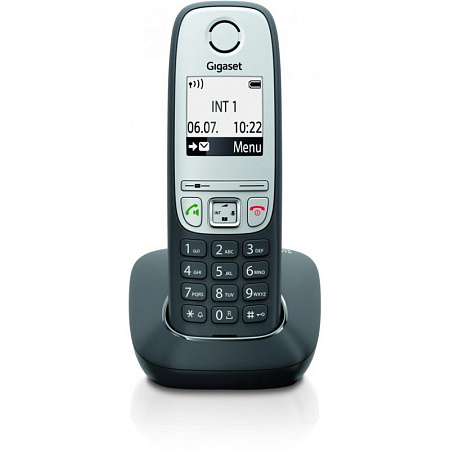 DECT/GAP Phone Gigaset A415 Black/Silver, Alphanumeric B/W illuminated TFT 1.8", AOH, Caller ID, Handsfree,Large numbers,illuminated keyboard,Standby , iphone, xiaomi, samsung, oppo, чехол, стекло