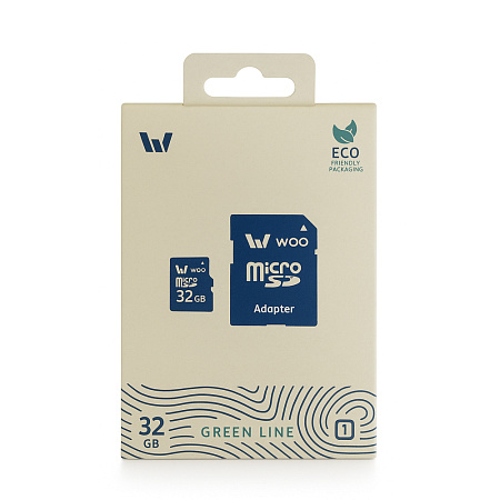WOO MicroSD Card UHS-I (U1) (C10) + SD Adapter, Green Line, 32 GB WOO MicroSD Card UHS-I (U1) (C10) + SD Adapter, Green Line, 32 GB
