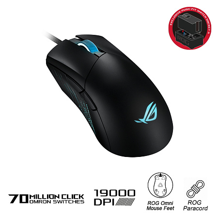Gaming Mouse Asus ROG Gladius III, 19k dpi, 6 Buttons, 400IPS, 50G, 79g, Ergonomic, Mech.& Opt.SW, P Gaming Mouse Asus ROG Gladius III, 19k dpi, 6 Buttons, 400IPS, 50G, 79g, Ergonomic, Mech.& Opt.SW, P