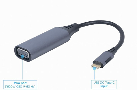 Адаптер Gembird  A-USB3C-VGA-01, USB Type-C to VGA