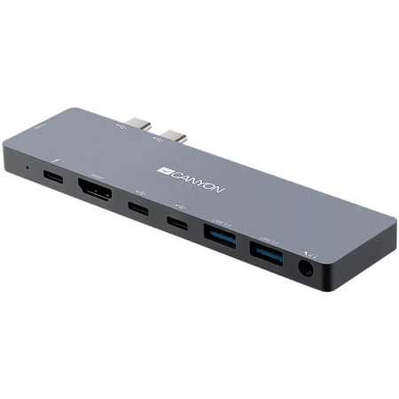 Docking Station Canyon DS-8 for MacBook, 8-in-1, 3xUSB-C, 2xUSB3.0, 2xHDMI, 3.5mm, PD 87W, Aluminum