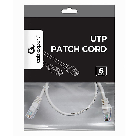 Patch Cord Cat.6U  0.5m, Grey, PP6U-0.5M, Cablexpert, Stranded Unshielded