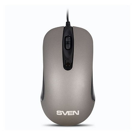 Mouse SVEN RX-515S, 800-1600 dpi, 4 buttons, Ambidextrous, Silent, 129g., 1.5m, USB, Gray