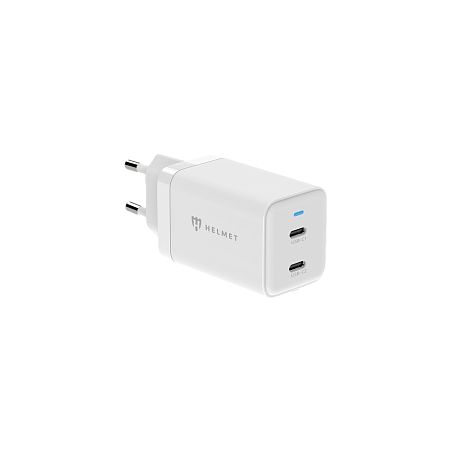 Helmet Wall Charger GaN 2*Type-C 45W 6A, White Helmet Wall Charger GaN 2*Type-C 45W 6A, White