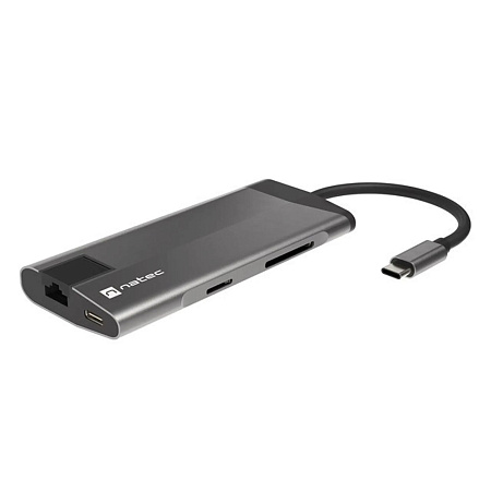 Natec Fowler Plus Hub Usb-c Multiport Adapter 8 In 1, Usb 3.0 3x, Hdmi 4k, Usb-c Pd, Rj45, Sd, Micro