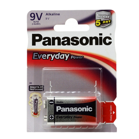 Прямоугольная батарея Panasonic 6LF22REE/6LR61REE, Крона, 1шт.
