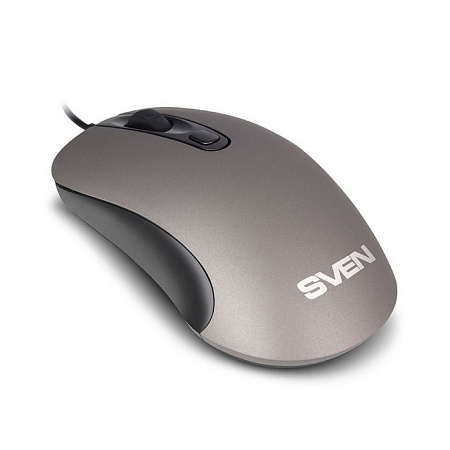 Mouse SVEN RX-515S, 800-1600 dpi, 4 buttons, Ambidextrous, Silent, 129g., 1.5m, USB, Gray