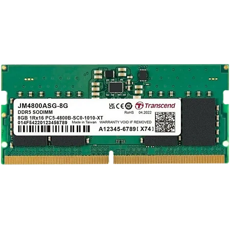 Оперативная память Transcend JM4800ASG-8G, DDR5 SDRAM, 4800 МГц, 8Гб, JM4800ASG-8G