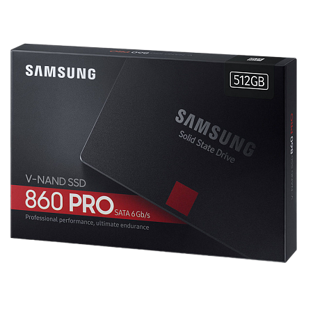 2.5" SATA SSD  512GB Samsung 860 PRO "MZ-76P512BW" [R/W:560/530MB/s, 100K IOPS, MJX, VNAND 2bit MLC]