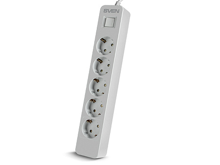 Surge Protector   5 Sockets,  1.8m,  Sven "SF-05", White, retail box, flame-retardant material