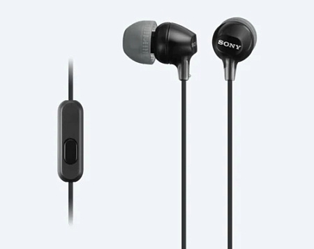 Earphones SONY MDR-EX15AP, Mic on cable, 4pin 3.5mm jack L-shaped, Cable: 1.2m, Black Earphones SONY MDR-EX15AP, Mic on cable, 4pin 3.5mm jack L-shaped, Cable: 1.2m, Black