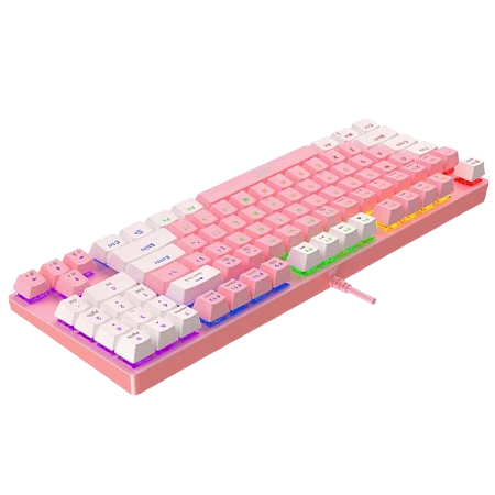 Gaming Keyboard Havit KB512L, Mechanical, Blue SW, RGB, 89 Keys, US Layout,1.5m, USB, Pink+White Gaming Keyboard Havit KB512L, Mechanical, Blue SW, RGB, 89 Keys, US Layout,1.5m, USB, Pink+White