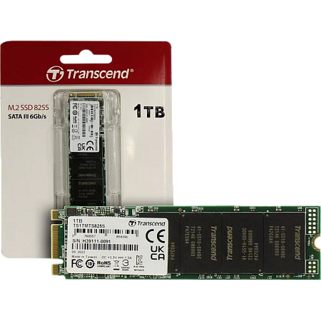 .M.2 SATA SSD 1.0TB  Transcend  "TS1TMTS825S" [80mm, R/W:550/500MB/s, 55K/72K IOPS, 360 TBW, 3DTLC]