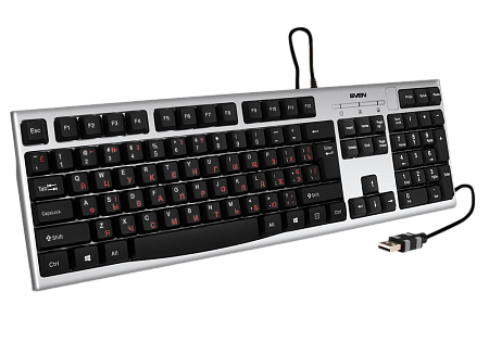 Клавиатура SVEN KB-S300, Проводное, Серебристый