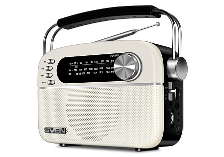 Speakers SVEN Tuner "SRP-505" White 3W, Bluetooth, FM/AM/SW, USB, microSD, AUX, battery Speakers SVEN Tuner "SRP-505" White 3W, Bluetooth, FM/AM/SW, USB, microSD, AUX, battery