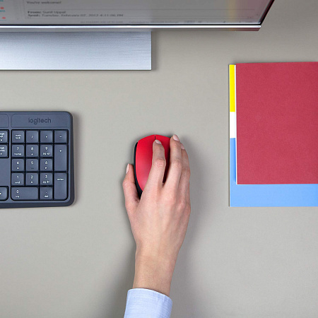 Wireless Mouse Logitech M171, 1000 dpi, 3 buttons, Ambidextrous, 69,3g., 1xAA, 2.4Ghz, Red