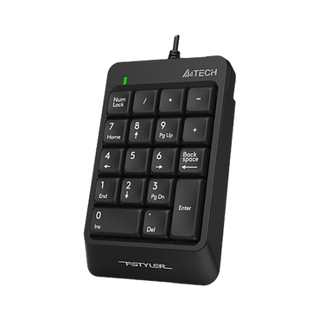 Numeric Keypad A4tech FK13P, Slim Profile, Round-Square Keycaps, High-Elasticity Silicon, USB, Black