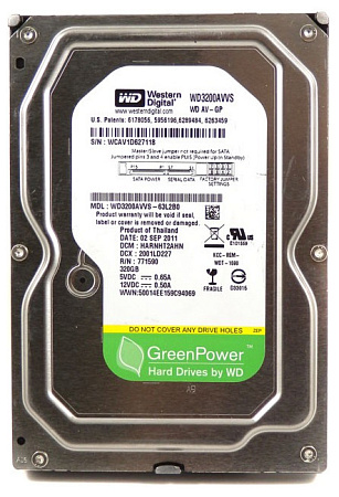 3.5" HDD 320GB-SATA- 8MB Western Digital "AV-GP (WD3200AVVS)" Ref 3.5" HDD 320GB-SATA- 8MB Western Digital "AV-GP (WD3200AVVS)" Ref