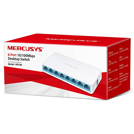 .8-port 10/100Mbps Desktop Switch  MERCUSYS "MS108", Plastic Case