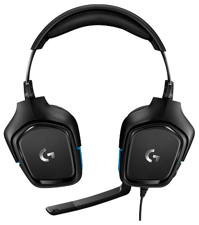 Gaming Headset Logitech G432, 50mm driver, 20-20000Hz, 39 Ohm, 107dB, 280g, 3.5mm/USB, Black/Blue