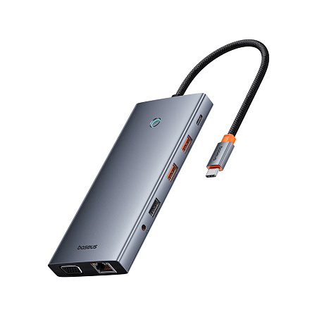Baseus HUB 13in1 Type-C to USB-C to HDMI 4K@60Hz*2+DP 4K@60Hz*1+VGA*1+USB3.1*2+Type-C3.1*1+USB2.0*1+PD*1+RJ45*1+SD/TF*1+3, PortalJo Series, Space Gray